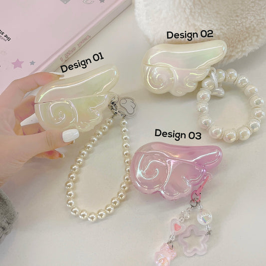 Angel Wing AirPods-etui med perle & beaded charm
