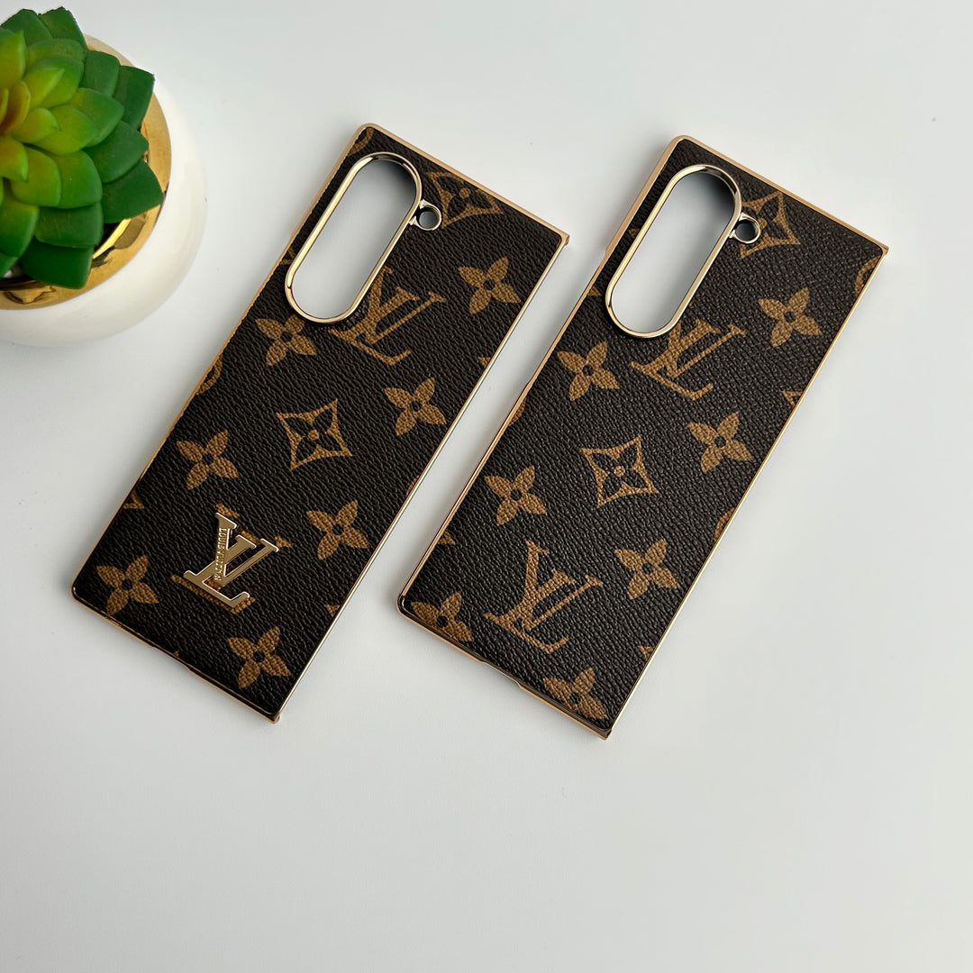 Luxusní pozlacené kožené pouzdro pro Samsung Galaxy Z Fold 6