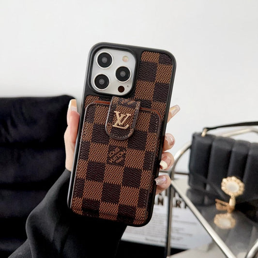 Capa para iPhone com bolsa de cartão clássica luxuosa