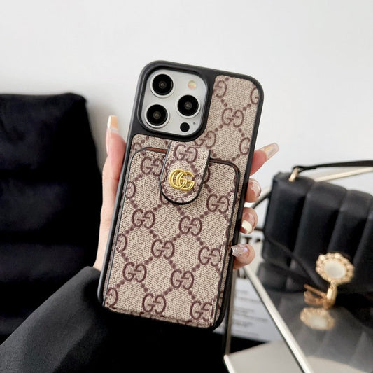 Capa para iPhone com corrente crossbody com bolsa de cartão premium