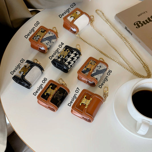 Luksus læder nøglering AirPods etui med guld hardware