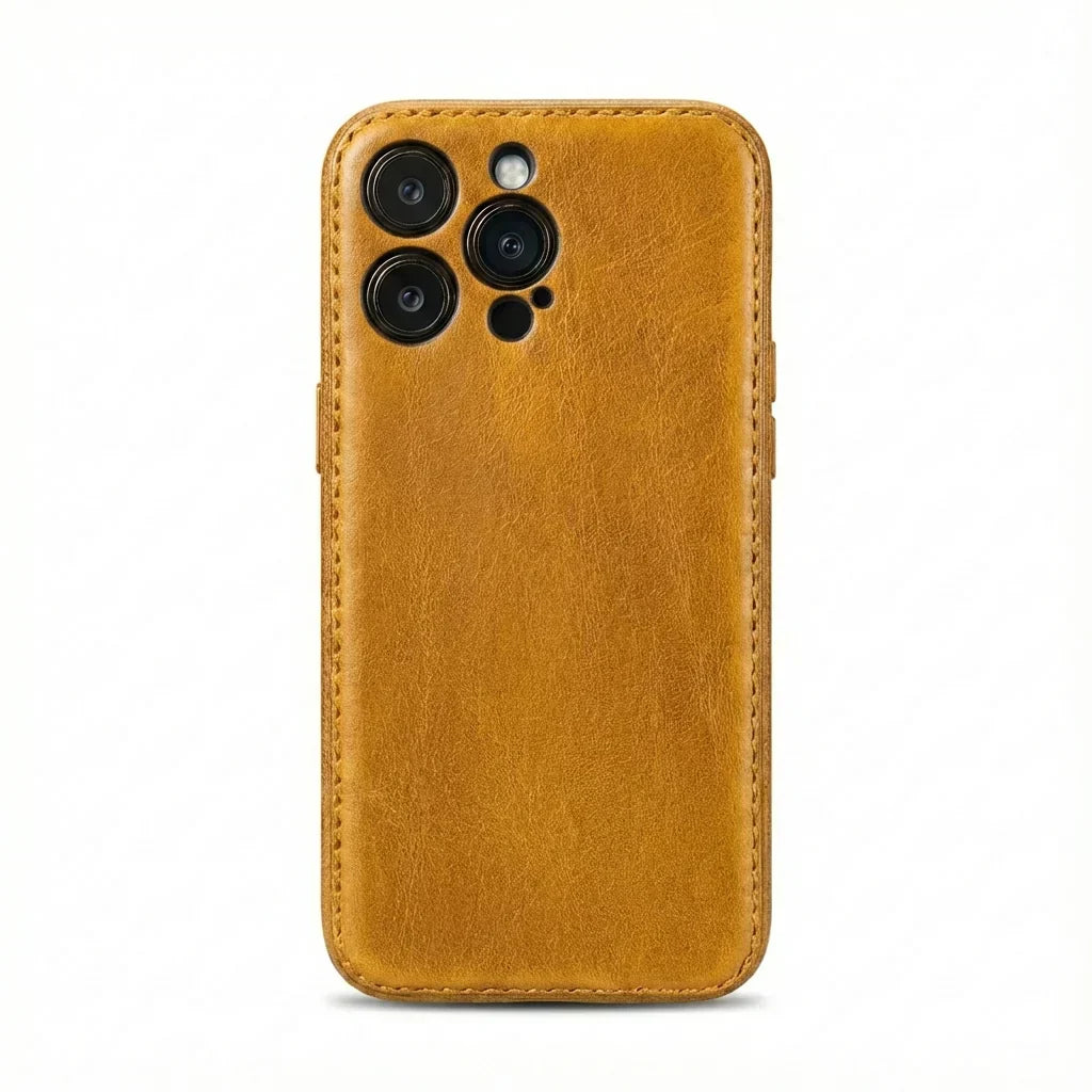 Ručně vyráběné pouzdro na iPhone z opálené kůže – Vintage Patina Edition