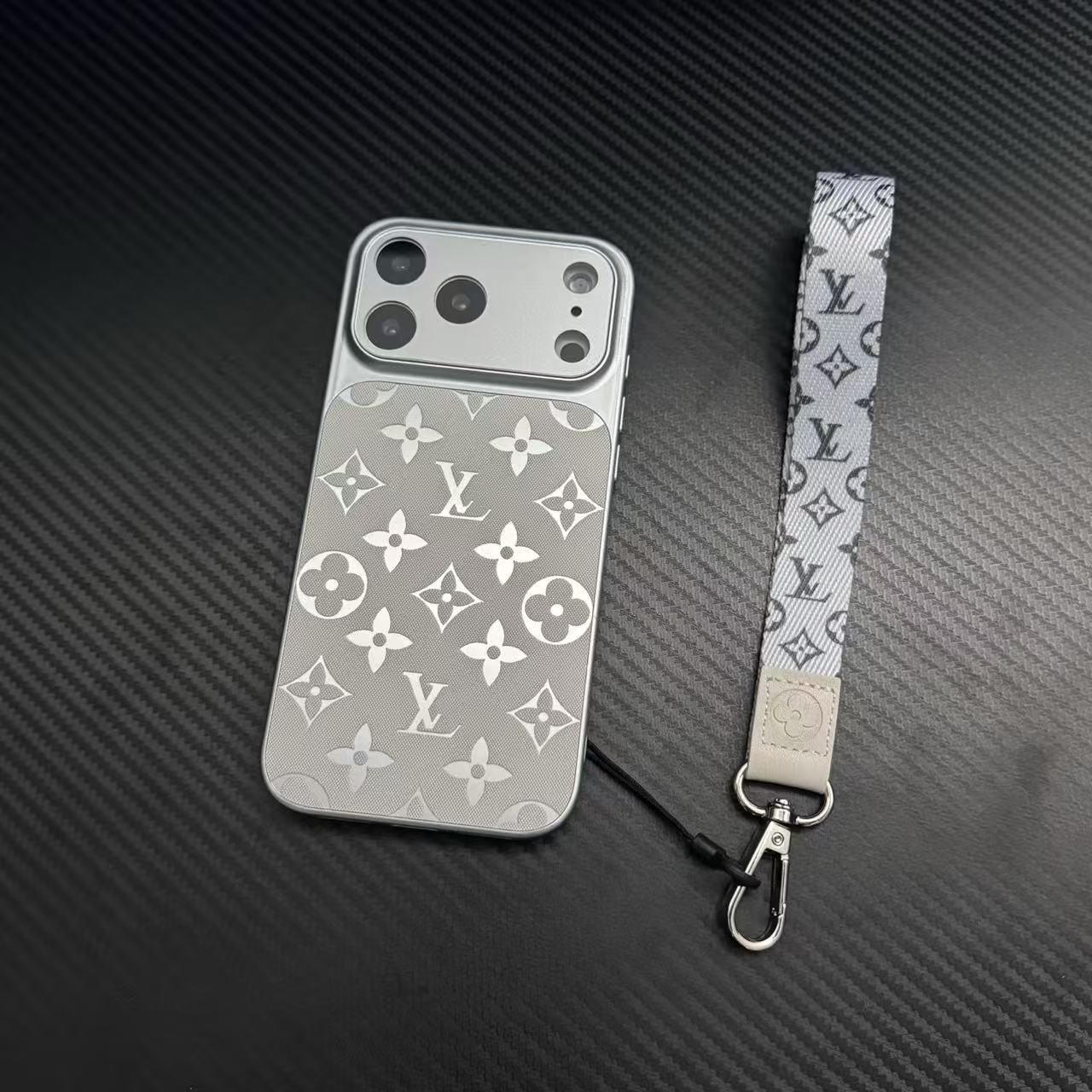Δερμάτινη θήκη τηλεφώνου πολυτελείας Monogram Pattern με πλήρη προστασία κάμερας