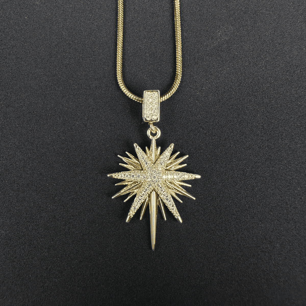 Starburst Pavé Titanium Náhrdelník — Radiant Crystal Statement