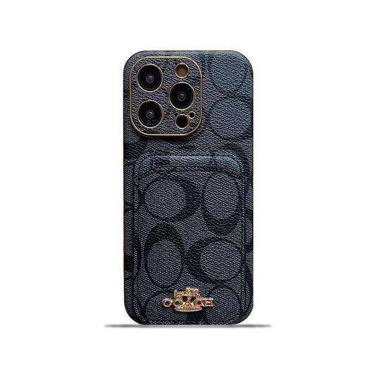 Capa clássica para iPhone com porta-cartões preta -KB241651