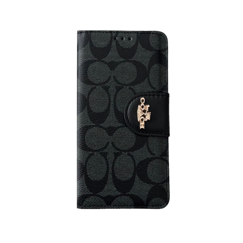 Klasické pouzdro na iPhone kožené flipové pouzdro s držákem karty černé