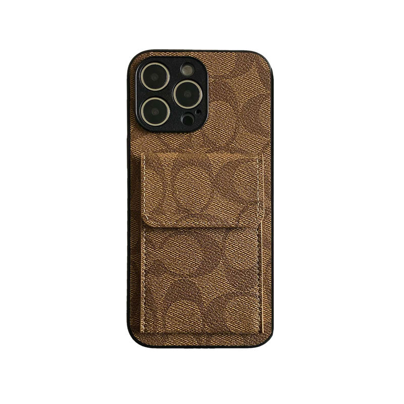 Klasické pouzdro na iPhone s peněženkou tmavě hnědé-HP240513