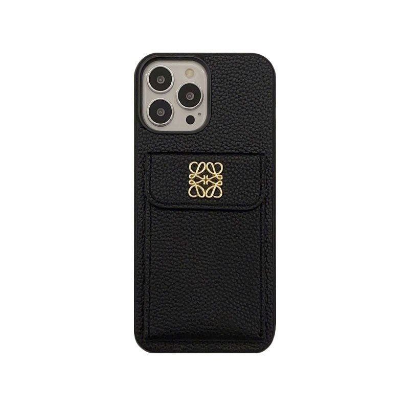 Luxusní pouzdro na iPhone s držákem karty Black-QBK240603