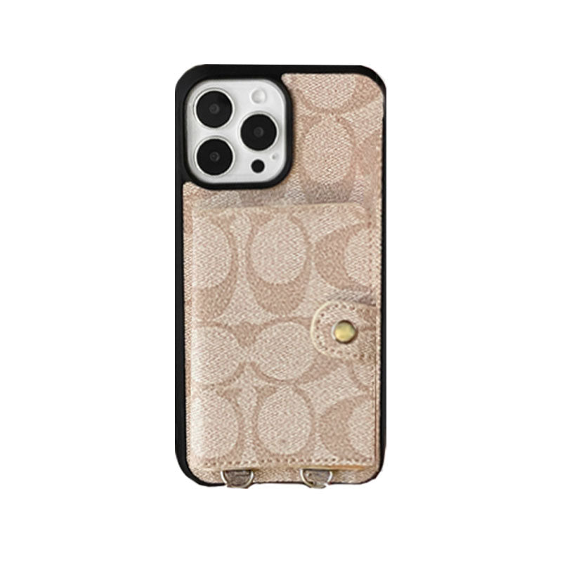 Klasické pouzdro na iPhone s peněženkou a popruhem bílé -SZK240402