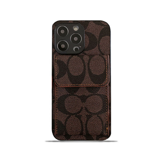 Klasické pouzdro na iPhone s peněženkou tmavě hnědé-HP240513