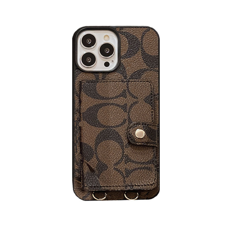 Klasické pouzdro na iPhone s peněženkou a popruhem bílé -SZK240402