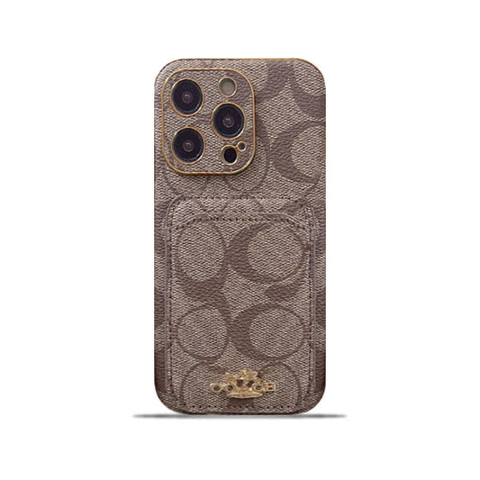 Klasické pouzdro na iPhone s držákem na kartu Coffee -KB241651