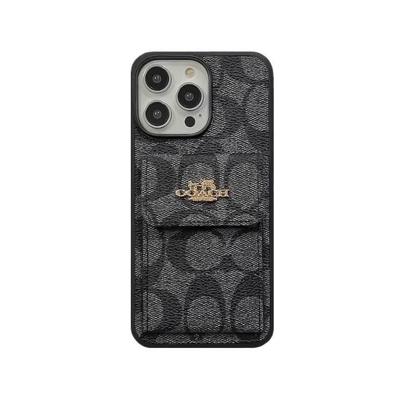 Klasické pouzdro na iPhone s peněženkou na kartu světle hnědá -SZK240425