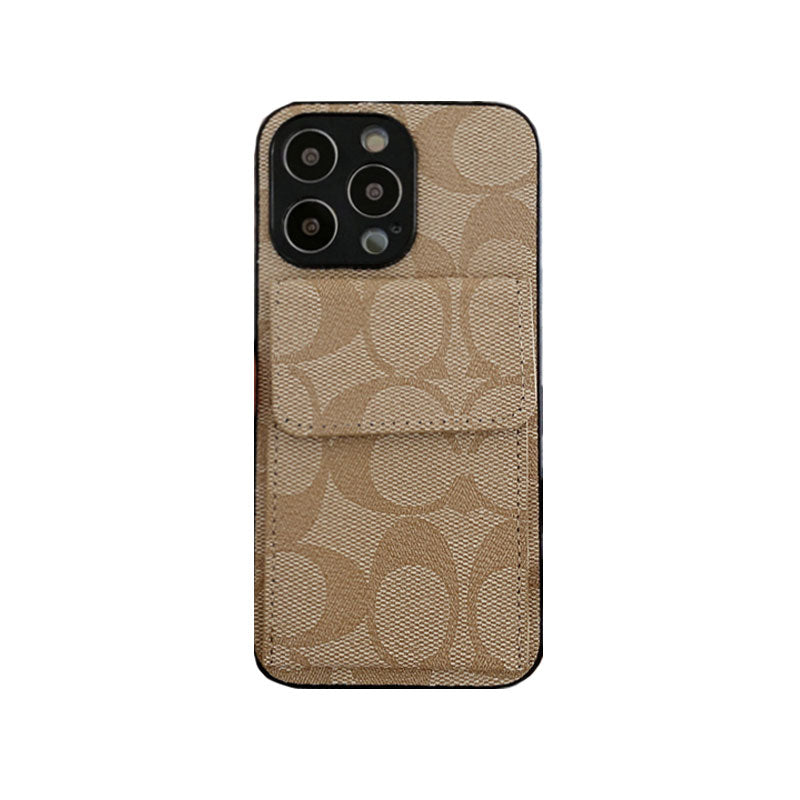 Klasické pouzdro na iPhone s peněženkou tmavě hnědé-HP240513