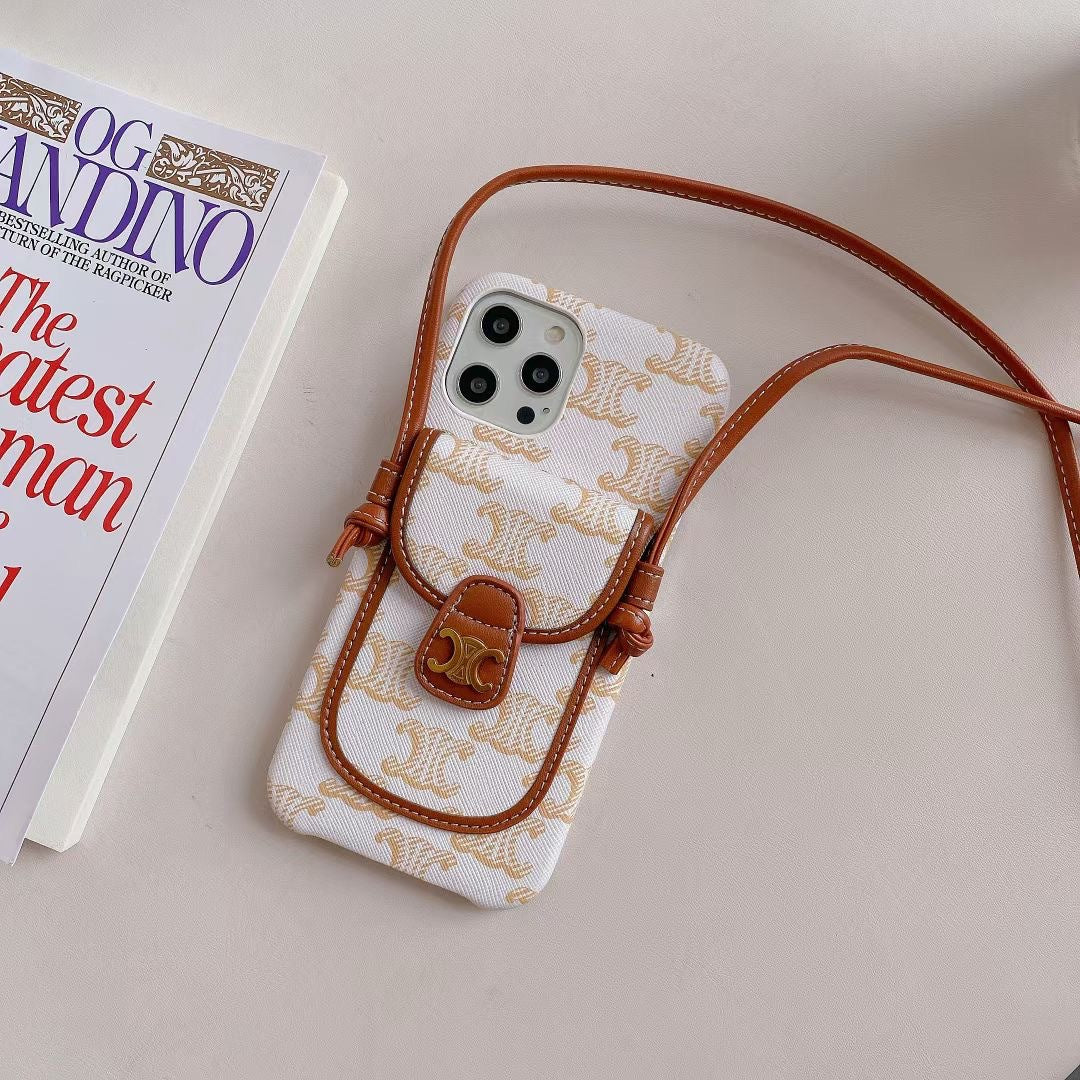 Bílé pouzdro na iPhone Celine s držákem karty -LH240109