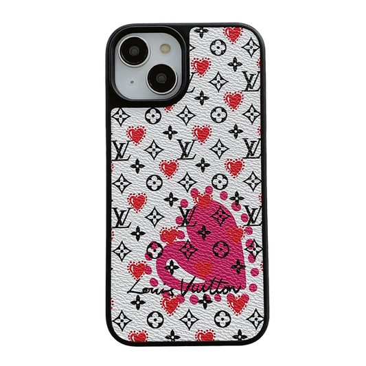 Capa luxuosa de couro para iPhone com balão e coração