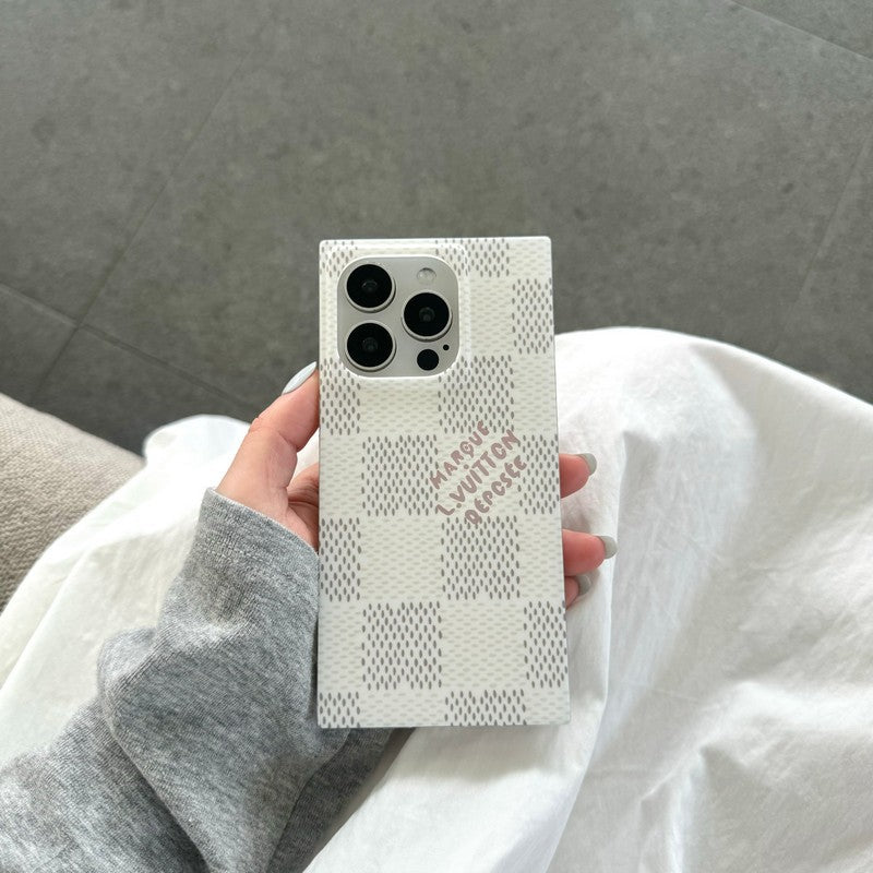 Luxusní černé<lAMP>Bílé čtvercové pouzdro na iPhone