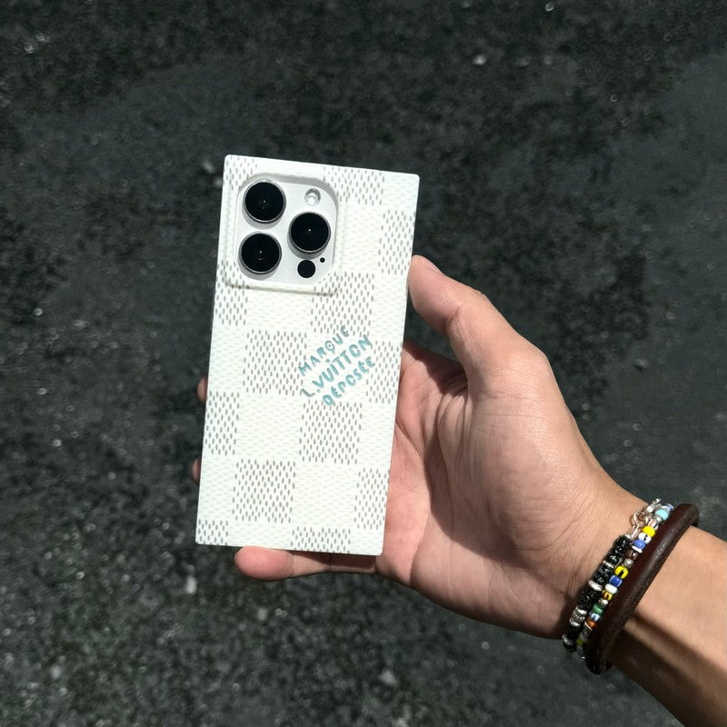 Luxusní černé<lAMP>Bílé čtvercové pouzdro na iPhone