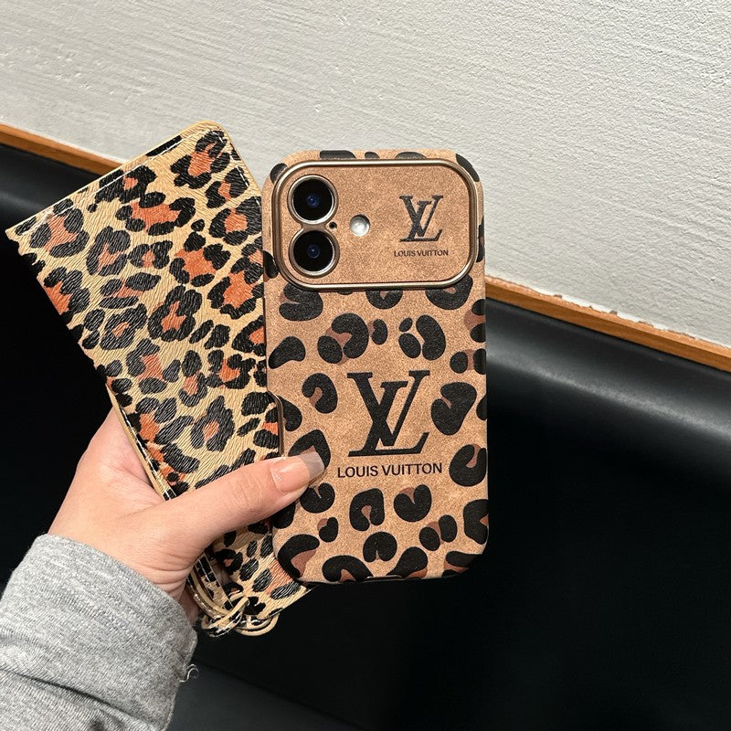 Luxusní hnědé & fialové kožené pouzdro na iPhone