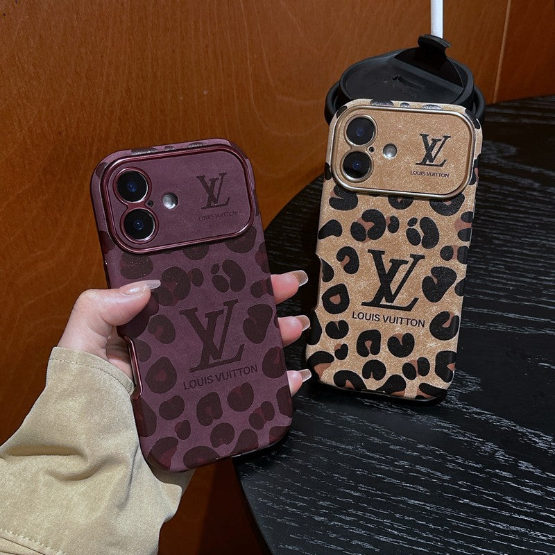 Luxusní hnědé & fialové kožené pouzdro na iPhone
