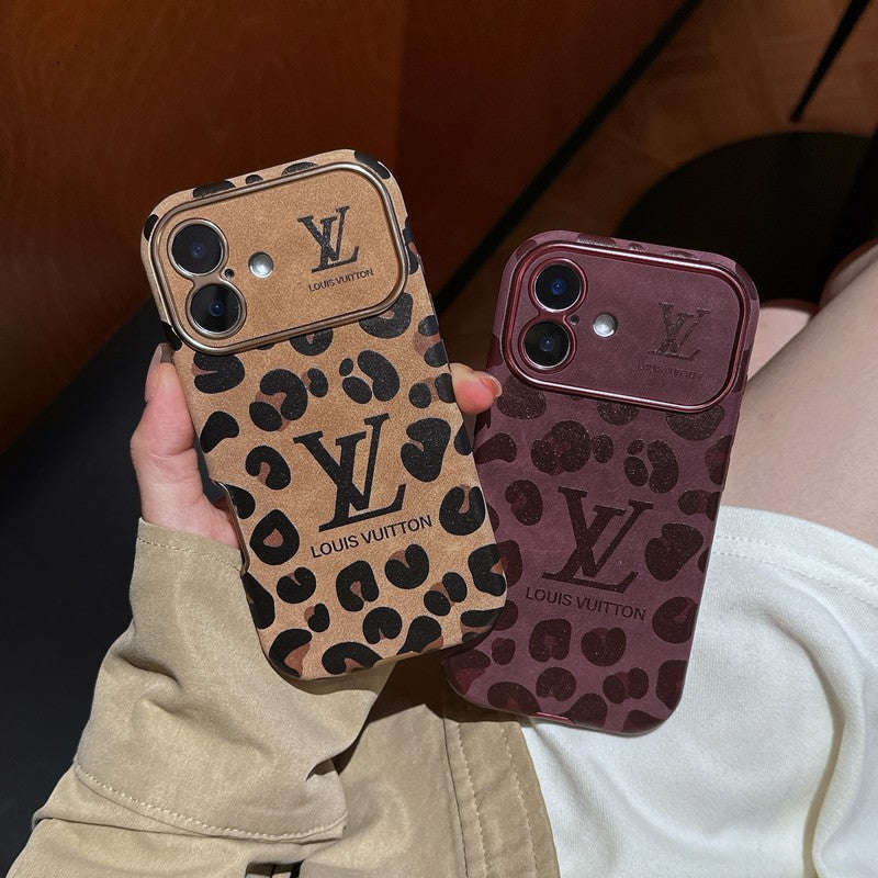 Luxusní hnědé & fialové kožené pouzdro na iPhone