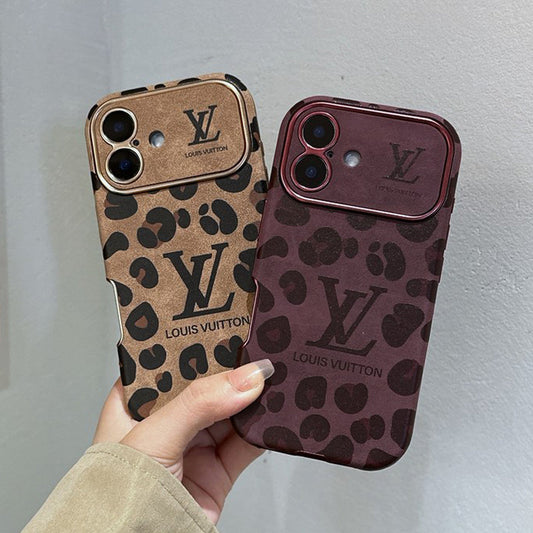 Luxusní hnědé & fialové kožené pouzdro na iPhone