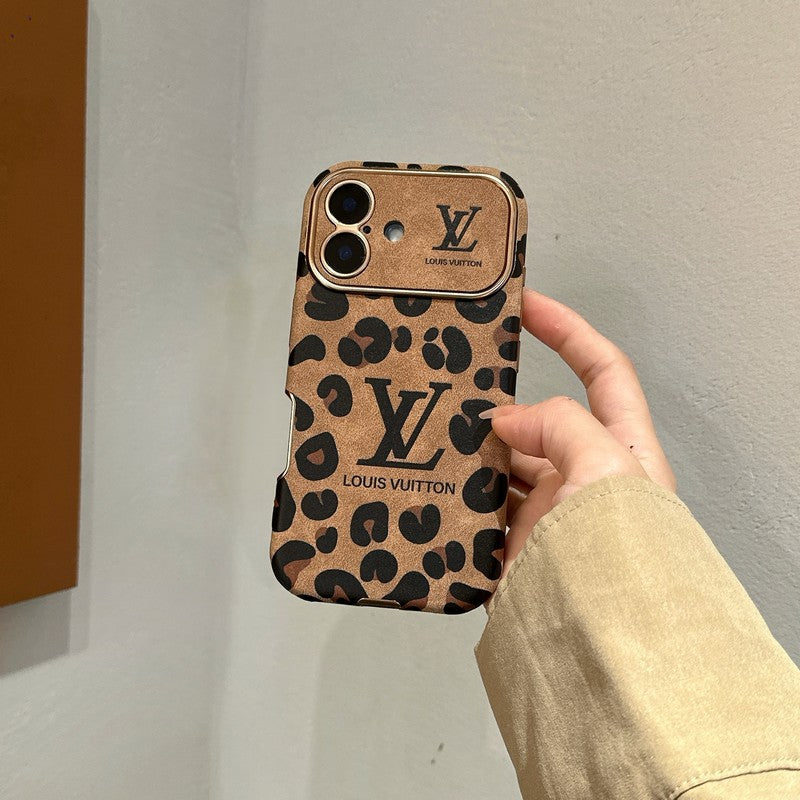 Luxusní hnědé & fialové kožené pouzdro na iPhone