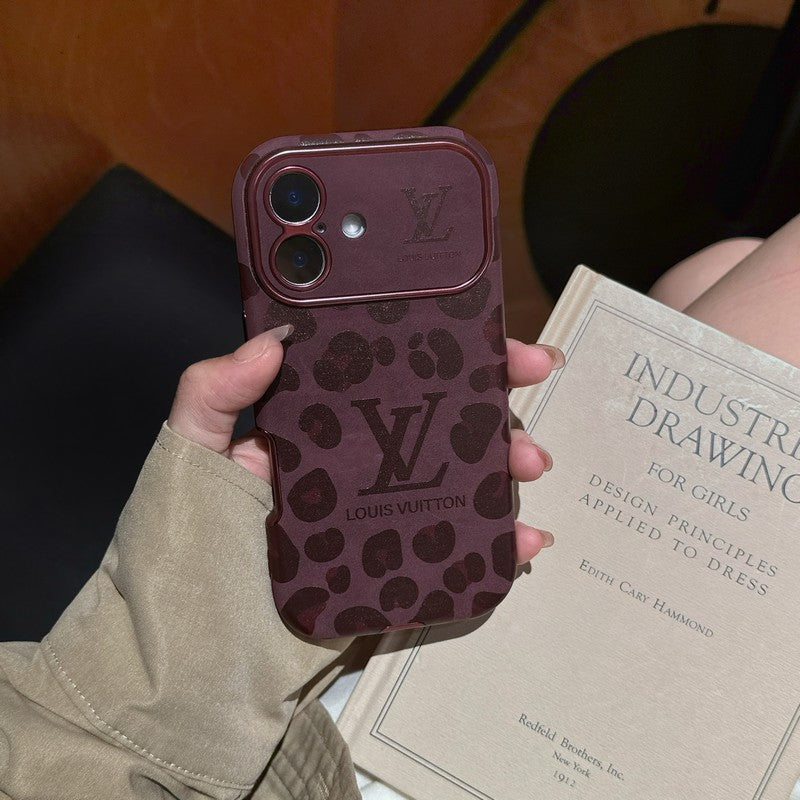 Luxusní hnědé & fialové kožené pouzdro na iPhone