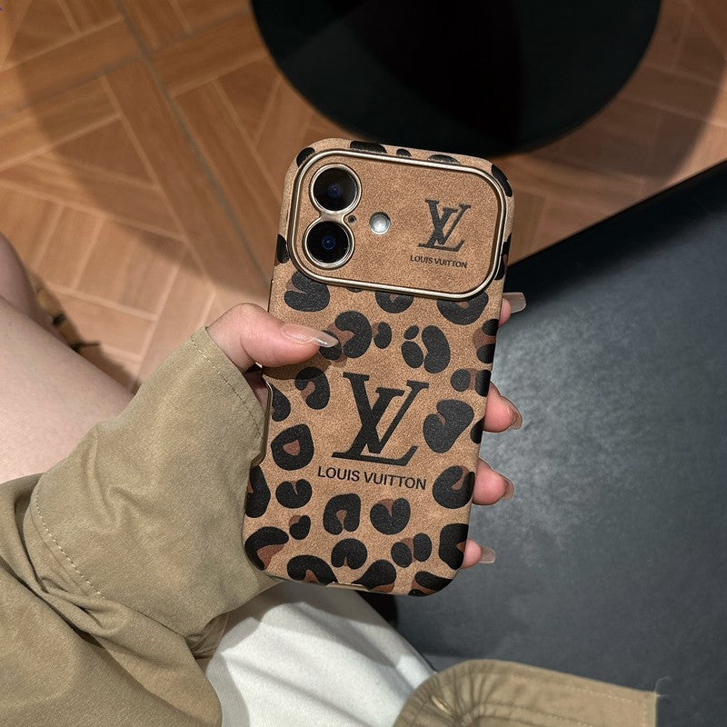Luxusní hnědé & fialové kožené pouzdro na iPhone