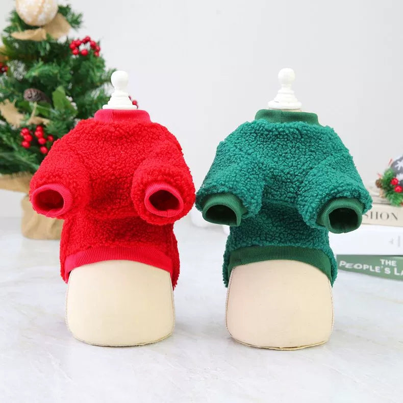 🎄 Cozy Christmas Cat Outfit Set – Hat, Scarf & Fuzzy Jacket