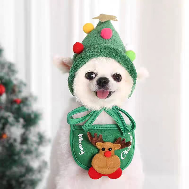 🎄 Cozy Christmas Cat Outfit Set – Hat, Scarf & Fuzzy Jacket