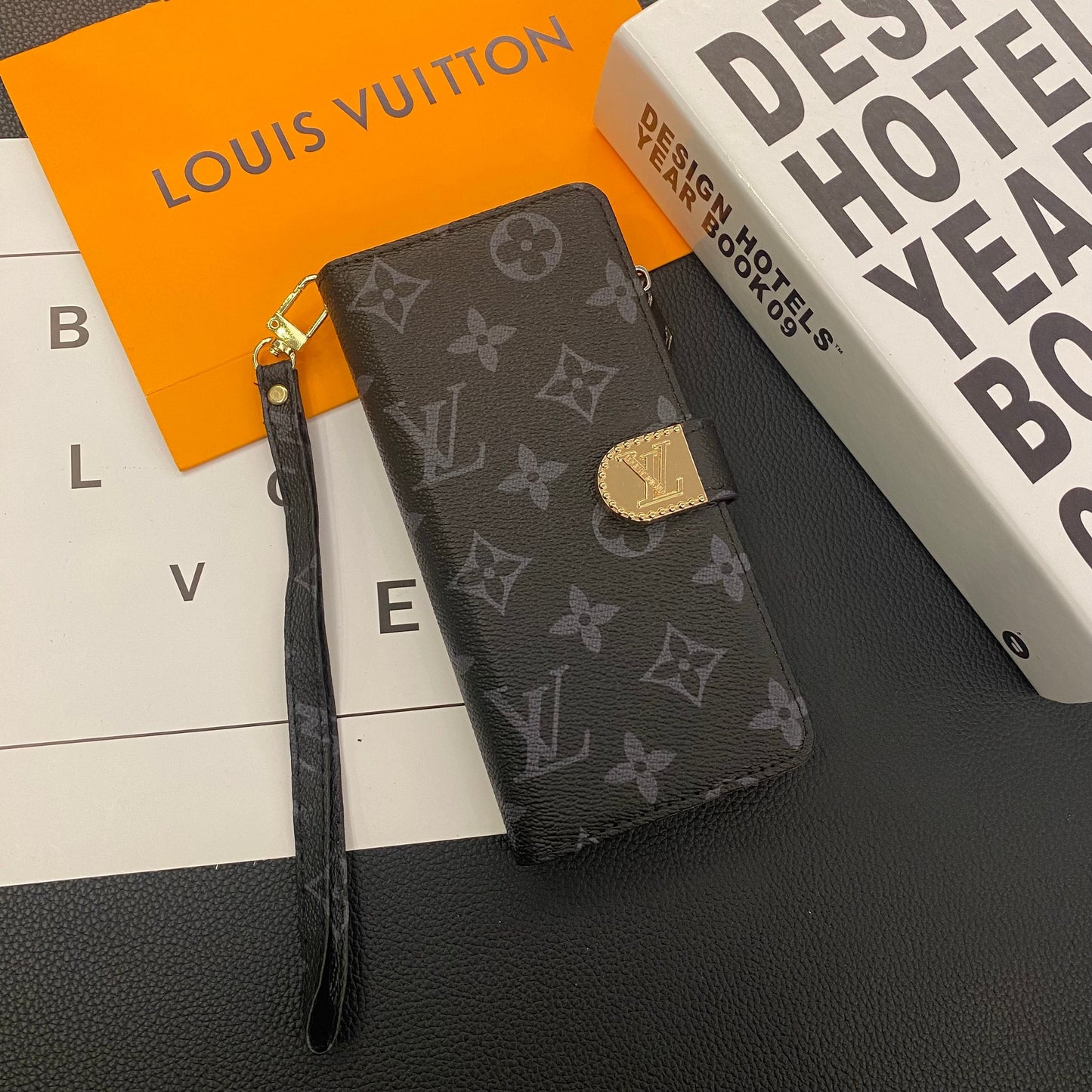 MONOGRAM PLÁTNĚ KOŽENÁ PENĚŽENKA POUZDRO NA MOBIL NA MOBIL SAMSUNG