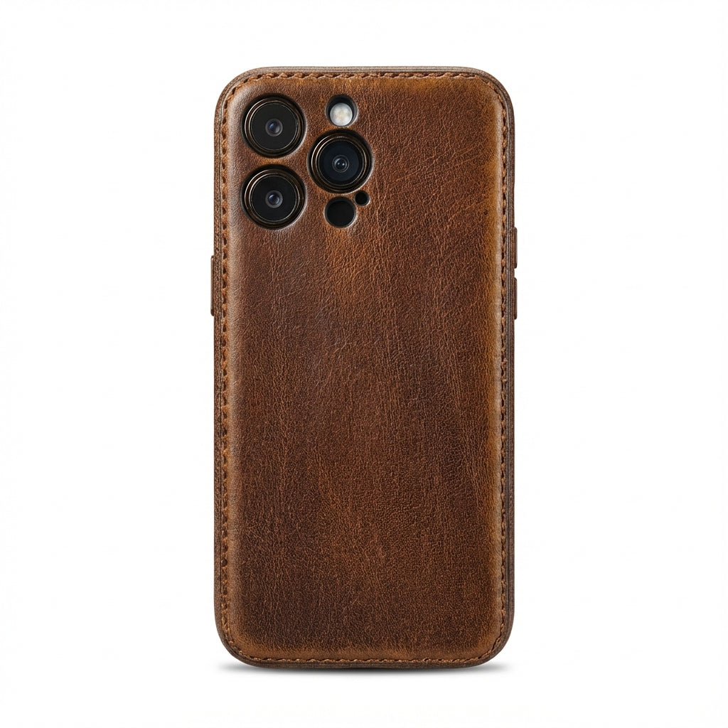 Ručně vyráběné pouzdro na iPhone z opálené kůže – Vintage Patina Edition