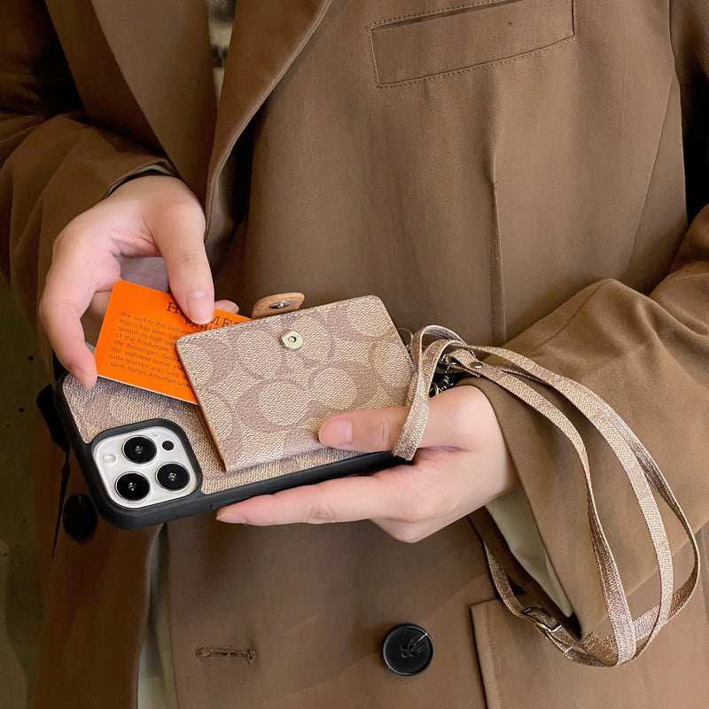 Klasické pouzdro na iPhone s peněženkou a popruhem bílé -SZK240402