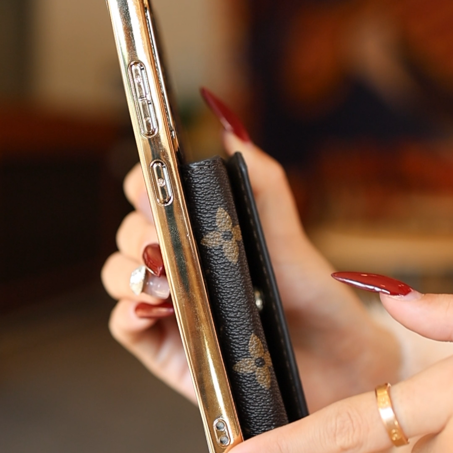 Prémiové kožené pouzdro Samsung s držákem karty & řemínek na zápěstí