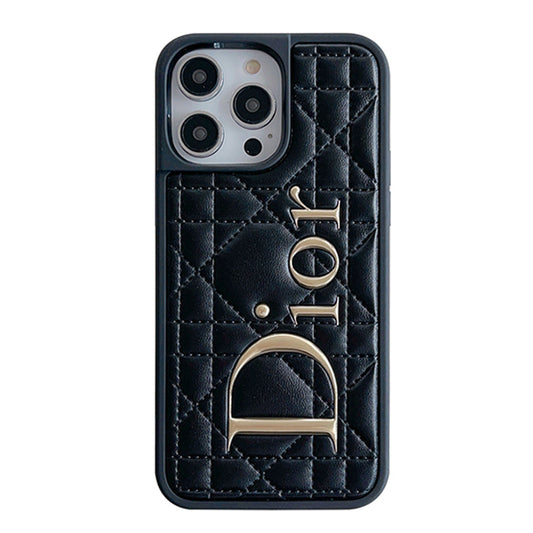 Módní kožené pouzdro na iPhone se zlatým logem