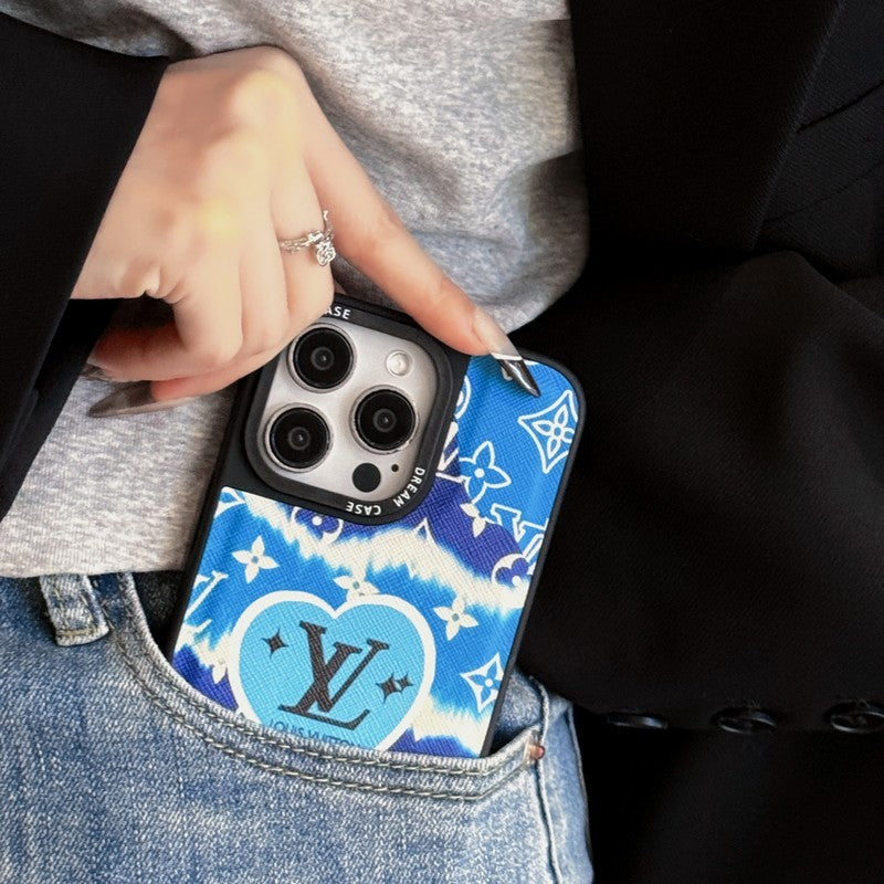 Luxusní modré kožené pouzdro na iPhone