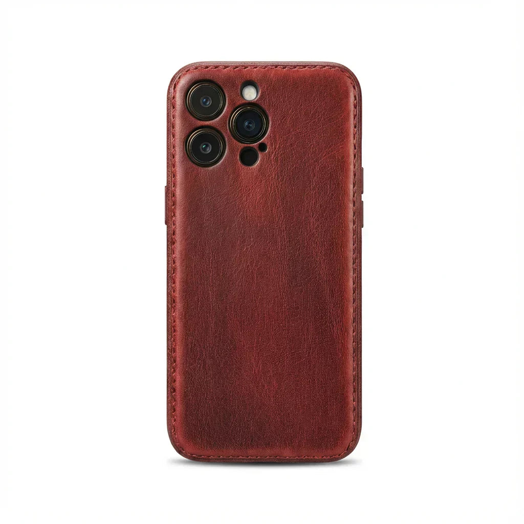 Ručně vyráběné pouzdro na iPhone z opálené kůže – Vintage Patina Edition