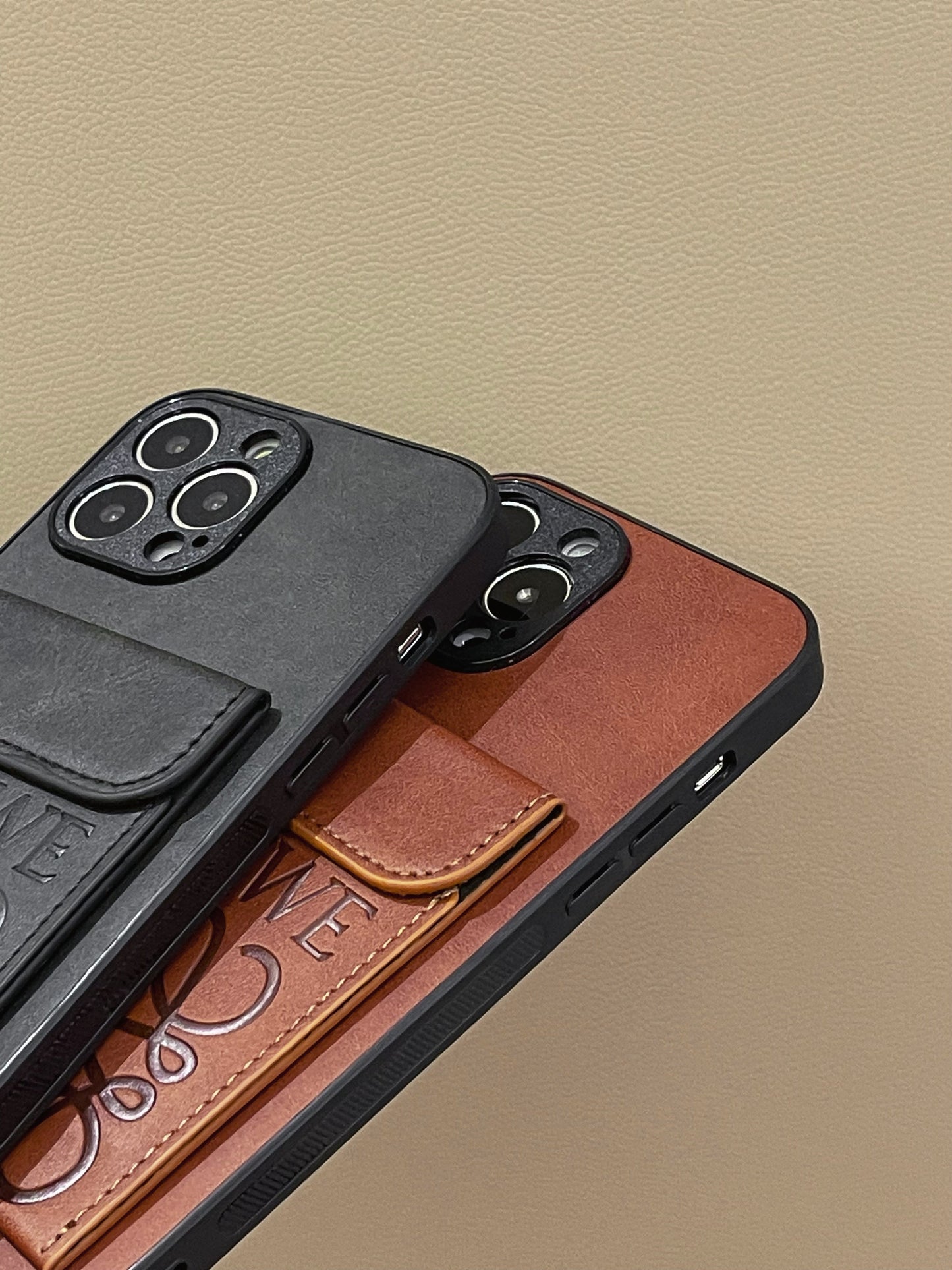 Luxusní pouzdro na iPhone s držákem karty černé-LZP241448