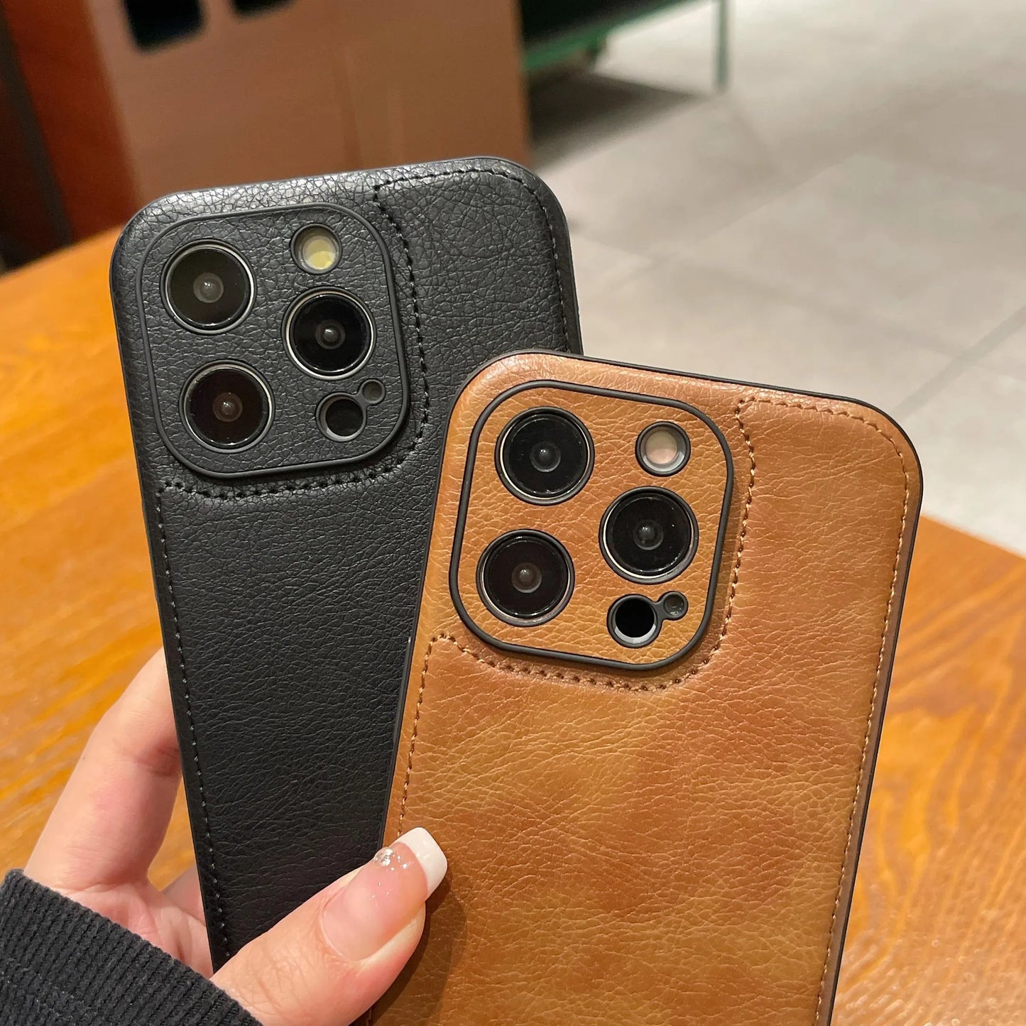 Prémiové vintage kožené pouzdro na iPhone – Soft Touch nárazuvzdorný ochranný kryt
