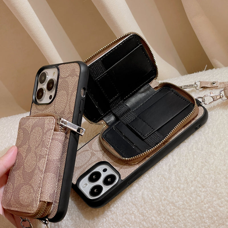 Klasické pouzdro na iPhone s peněženkou Coffee-LQB241412