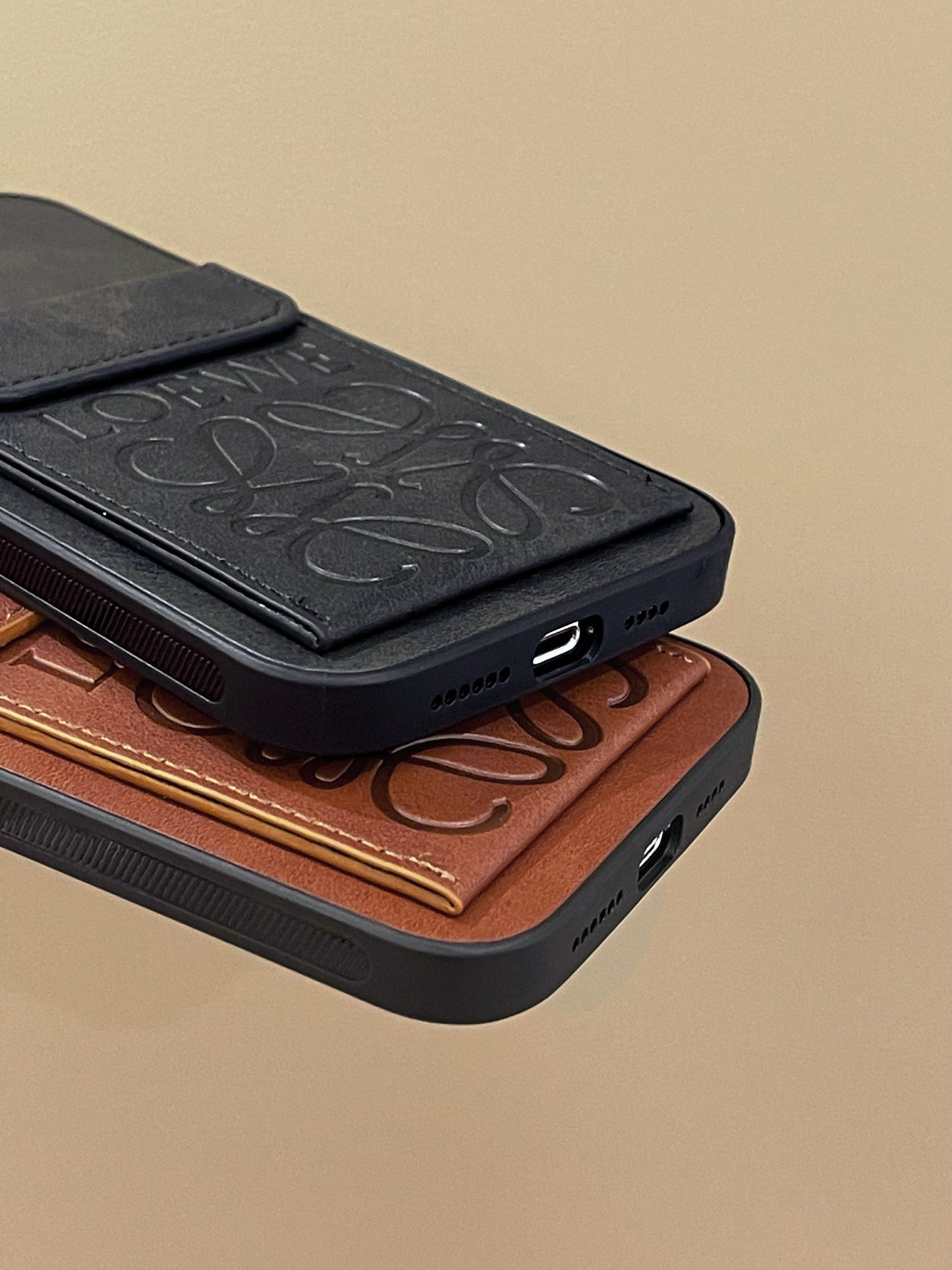 Luxusní pouzdro na iPhone s držákem karty černé-LZP241448