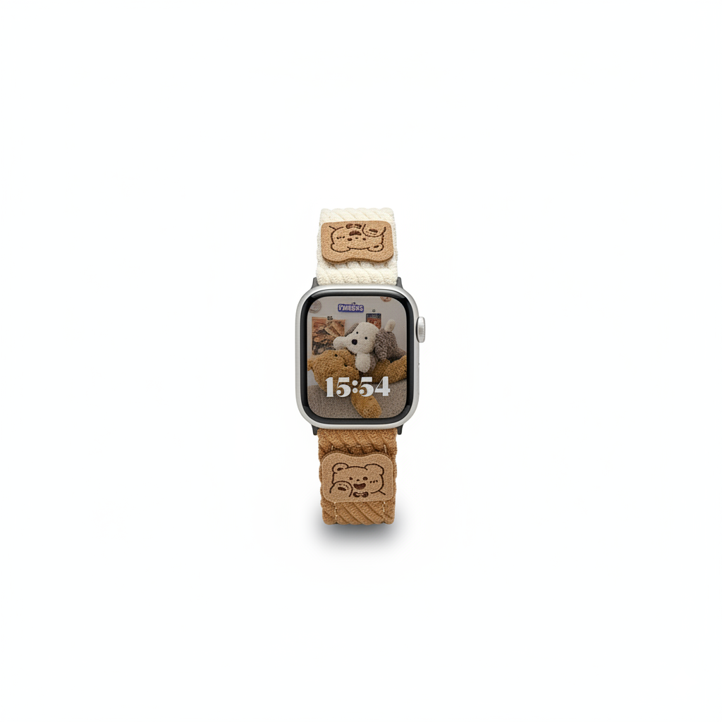 Retro manšestrový medvídek Řemínek Apple Watch na suchý zip
