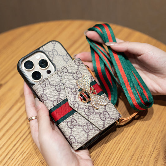 Prémiové pokročilé pouzdro na iPhone Crossbody s držákem karty & řemínek přes rameno