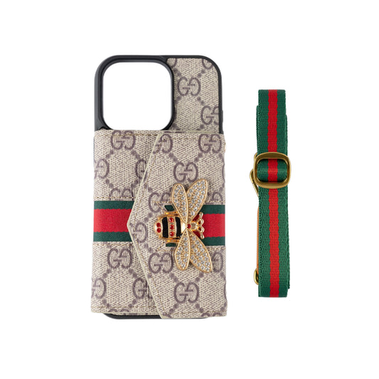 Prémiové pokročilé pouzdro na iPhone Crossbody s držákem karty & řemínek přes rameno
