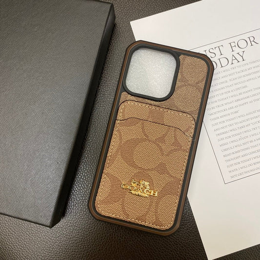 Klasické pouzdro na iPhone s držákem na kartu Coffee -KB241416