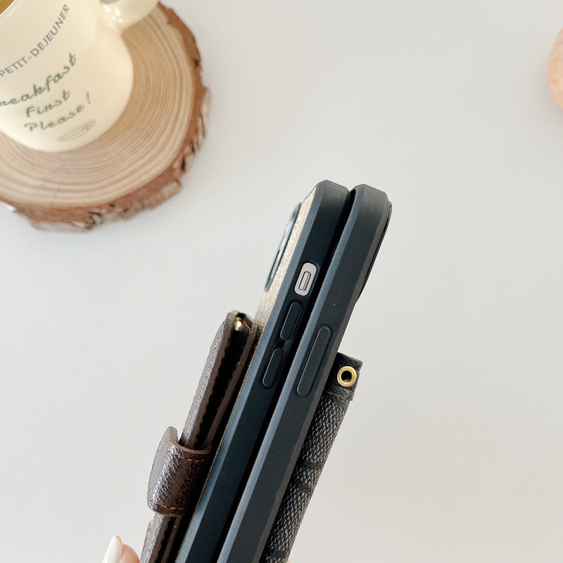 Klasické pouzdro na iPhone s peněženkou a crossbody popruhem bílé -XK240402
