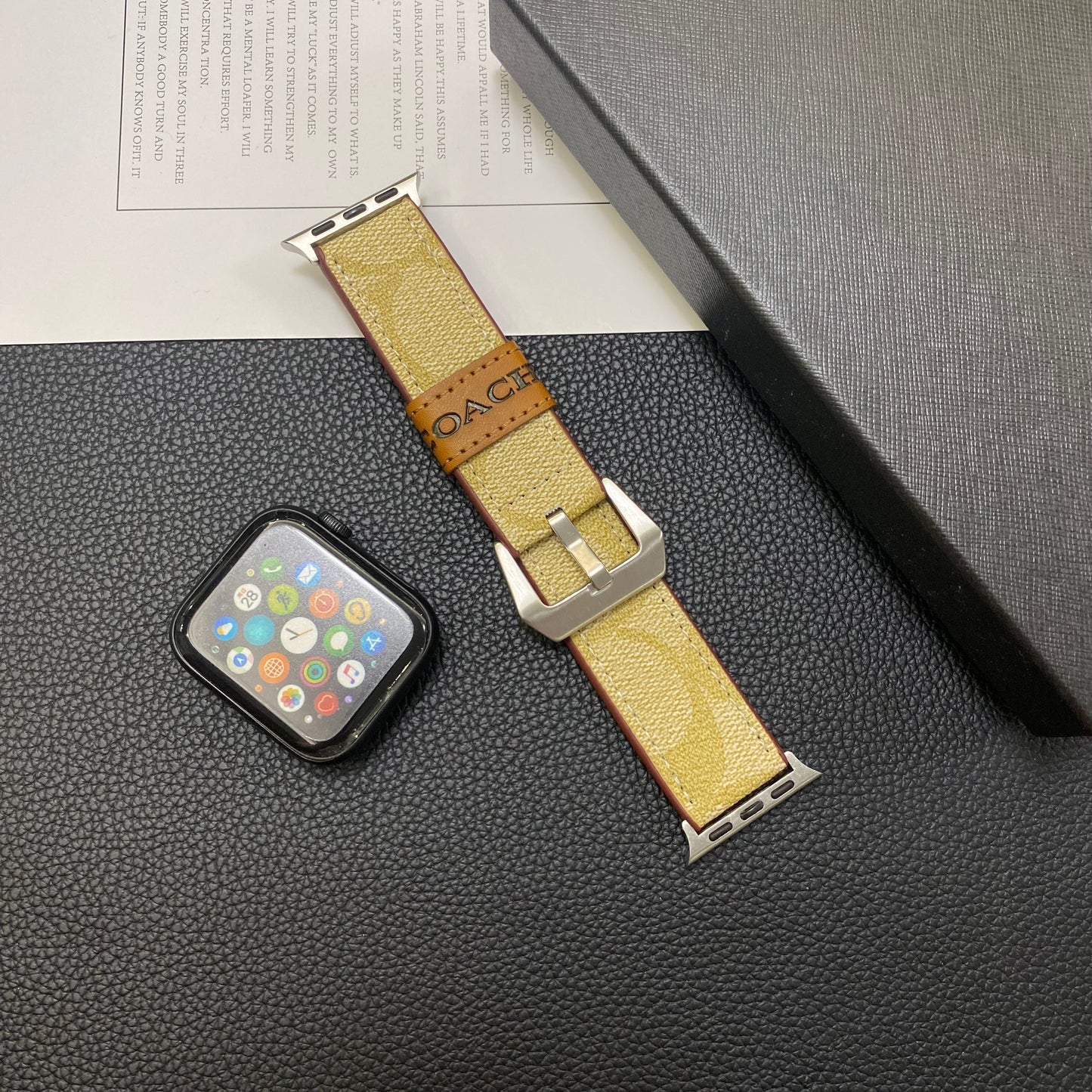 Kožený trenér Apple Watch Band Coffee-YHK244221710