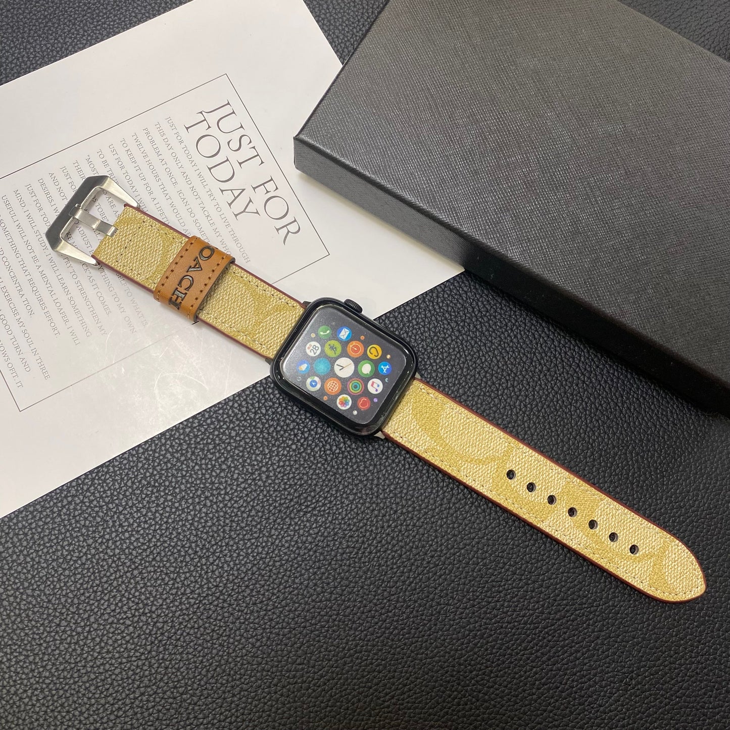 Kožený trenér Apple Watch Band Coffee-YHK244221710