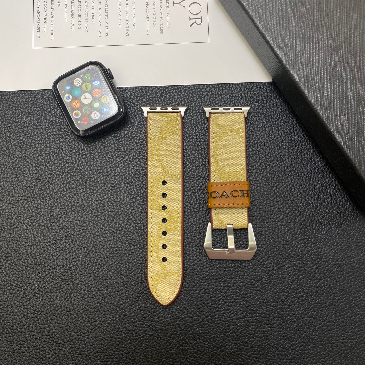 Kožený trenér Apple Watch Band Coffee-YHK244221710